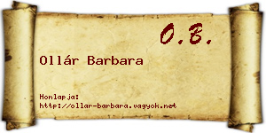 Ollár Barbara névjegykártya